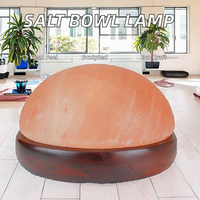 Lampe de sel de l'Himalaya à double dôme élégante 2025, base en bois sculptée à la main pour une décoration intérieure naturelle et une ambiance cadeau