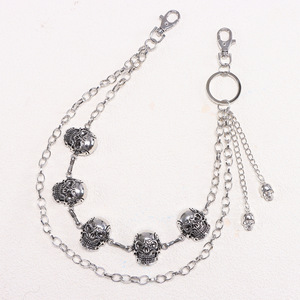 Cadena de cintura punk multicapa de mezclilla con calavera, cadena corporal de moda casual de plata tibetana - Product Image 6