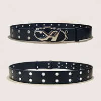 Nouvelle ceinture punk tendance Y2K en cuir PU ajouré pour hommes et femmes - Accessoire mode unisexe grande taille en cuivre, idéal pour offrir