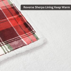 BEST SELLER PER AMAZON MERCATO Rosso Buffalo Plaid Sherpa Tiro Coperta, reversibile Super Morbido Caldo Confortevole Fuzzy Coccole Micro Fuggire - Product Image 4