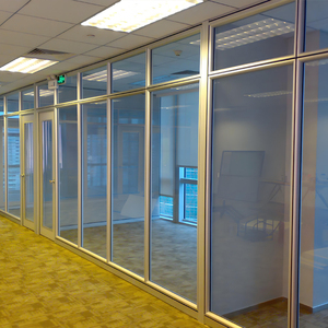 Tùy chỉnh kích thước hiện đại đôi kính phân vùng mờ tùy chọn nhôm công nghiệp hồ sơ phân vùng văn phòng bền - Product Image 3