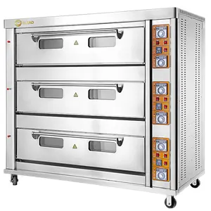 Glead Factory Price Bakery Equipment Prices Deck Oven Bakery Gas Oven 3 layers 9 Trays for sale