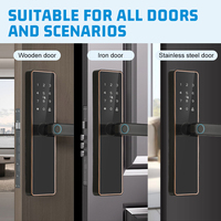 En gros Smart TTLock En Aluminium Manche En Bois Électronique Biométrique D'empreinte Digitale Mot De Passe Carte Code Serrure Numérique Cloud Tuya App
