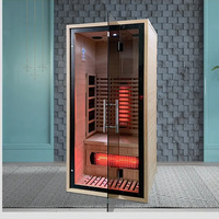 Sauna à infrarouge lointain sec en verre frontal en bois massif de conception moderne