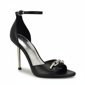 Nueva llegada de tacones altos puntiagudos punta redonda negro Stiletto zapatos verano hueco malla superior moda tobillo Correa Sandalias de tacón Mujer - Product Image 1