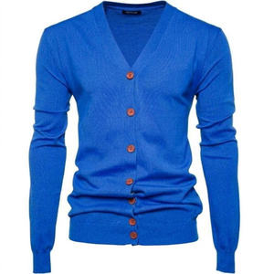 Pull cardigan pour homme en coton 100% écologique, personnalisé, tricoté jacquard, imprimé, col en V, fabrication OEM au Bangladesh - Product Image 1