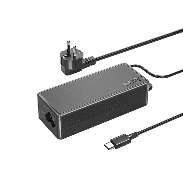 Black Ac Adaptor 65W Supply Adapter Universal Desktop C6 Female 65W Power Adapter with Type C Wire