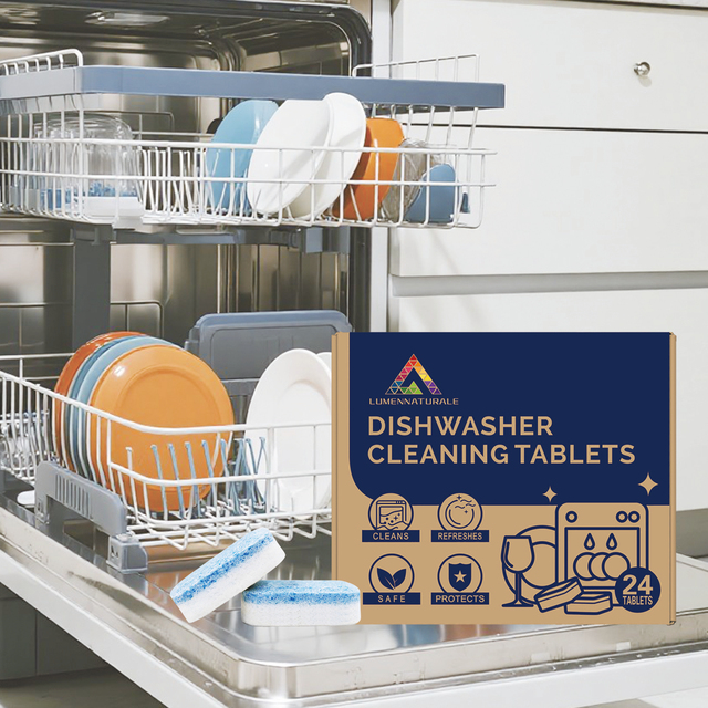 Eco-Friendly Dishwasher Cleaner Detergent Tablets with Grease-Fighting Power for Stubborn Food Residues