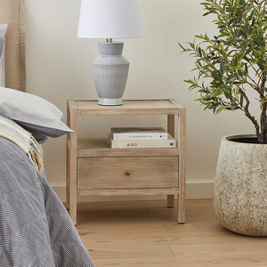 Table de chevet en bois de frêne massif de Style nordique table de <span class=keywords><strong>nuit</strong></span> rustique naturelle de haute qualité meubles de chambre à coucher de forme carrée Durable - Product Image 2