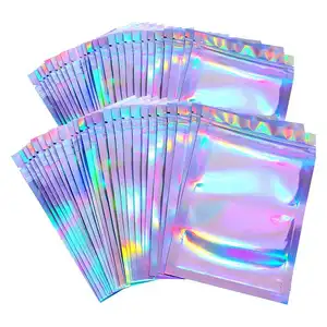 Custom Logo Zipock Resealable Smell Proof Aluminum Foil Mylar Plastic Edible Small Food Packaging Hologram Bags