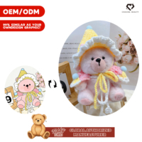 Teddy ISLAND Autorisation Mondiale Personnalisable Vente en Gros Poupées en Peluche Adorables Ensembles de Robes à Carreaux Colorés