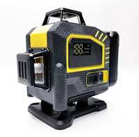 Niveau laser vert super lumineux 4D à 16 lignes de haute précision, ensemble complet avec housse en caoutchouc, kit de niveau laser avec trépied réglable