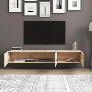 Soporte de <span class=keywords><strong>TV</strong></span> flotante con luces <span class=keywords><strong>LED</strong></span> Mueble de <span class=keywords><strong>TV</strong></span> montado en la pared de 71 ''con puerta Centro de consola multimedia Estante de almacenamiento grande - Product Image 5