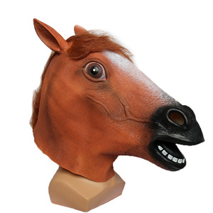 Masque d'Halloween en latex réaliste et élastique à pression, motifs tête de cheval, chien, âne rieur, style Gangnam, pour cosplay du zodiaque et fête Ma Jun - Product Image 3