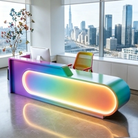 Comptoir d'accueil LED minimaliste durable CR122, style bois, pour hall d'entreprise, clinique dentaire, salon de beauté