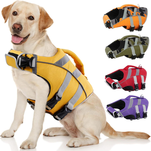 Padded Carry Handle Reflective <b>Strip</b> Extra Wide Sticky Band Adjustable Secure Sturdy Light Floating Nylon <b>Fabric</b> Dog Life Jacket - Product Image 2
