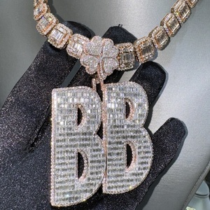 Pendentif Lettre Personnalisé Plaqué Or, Moissanite Couleur D VVS, Argent Sterling 925, Certificat GRA, Bijoux Hip Hop Iced Out - Product Image 4