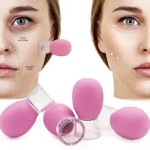 Custom Face Cupping Set Guasha Massage 4 Pcs Glass Silicone Facial Cupping Set For Face