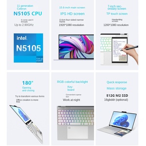 โน้ตบุ๊คใหม่ N5105 ขนาด 15.6 นิ้ว แรม 16GB หน้าจอสัมผัสคู่ 7 DDR4 SSD คอมพิวเตอร์สำหรับนักเรียน - Product Image 4