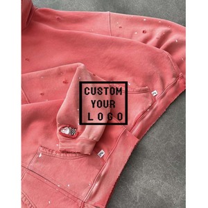 Felpe con Cappuccio Oversize Personalizzate con Logo, Stile Vintage, Effetto Lavato, Schizzi di Vernice, Bordi Sfrangiati, Streetwear - Product Image 3