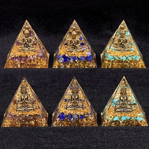 ชุดเครื่องประดับคริสตัลธรรมชาติรูปพระพุทธเจ้าพีระมิดเรซินขนาดใหญ่6ซม. โลหะผสมฮวงจุ้ยตกแต่งทางศาสนา - Product Image 2