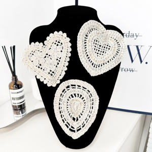 แผ่นปะติดโครเชต์งานทำมือแผ่นปักลูกไม้รูปหัวใจและหยดน้ำตาสำหรับเสื้อผ้าเสื้อถักไหมพรมงานฝีมือแบบ DIY - Product Image 2