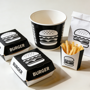 Contenants alimentaires en papier jetables personnalisés, biodégradables et écologiques, avec poignée, pour la restauration rapide, poulet frit, hamburgers - Product Image 4