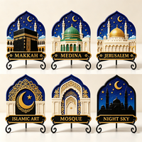 Plaque murale islamique personnalisée en résine, figurine en relief de la Kaaba, Makkah, Masjid Al Haram, Grande Mosquée, vente en gros OEM