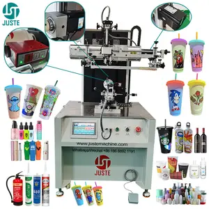 Máquina de impresión de pantalla de seda, máquina de impresión de vidrio semiautomática, multicolor, 3 colores, 360, redonda, para botellas, especias y loción