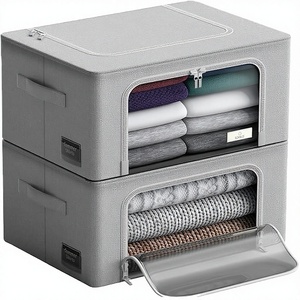 Große Aufbewahrungsbox mit Klarsichtfenster und Deckel, Faltbarer Schreibtisch-Organizer für Zuhause und Büro, Würfelförmige Behälter - Product Image 3