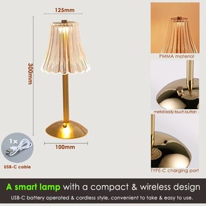 Có thể sạc lại cảm ứng <span class=keywords><strong>LED</strong></span> sang trọng Bảng Đèn cổ điển vàng pha lê Shade 3 màu <span class=keywords><strong>LED</strong></span> không dây bảng đèn - Product Image 3