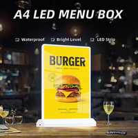 Boîte à lumière rectangulaire rechargeable, écologique, anti-poussière, pour menu, formats A5/A4/A3, double face, LED, cadre fin en ABS, pour la publicité