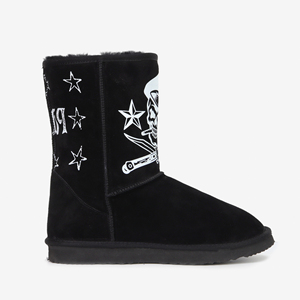 Botas de Invierno para Hombre, Clásicas, de Lujo, de Gamuza Genuina Negra, a Media Pantorrilla, Cálidas, con Forro de Lana y Piel de Oveja - Product Image 1