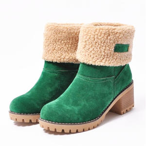 Venta al por mayor estilo occidental de gran tamaño botas de invierno de talla grande 35-43 plegable media pantorrilla cálido botas de nieve de tacón alto para las mujeres - Product Image 6