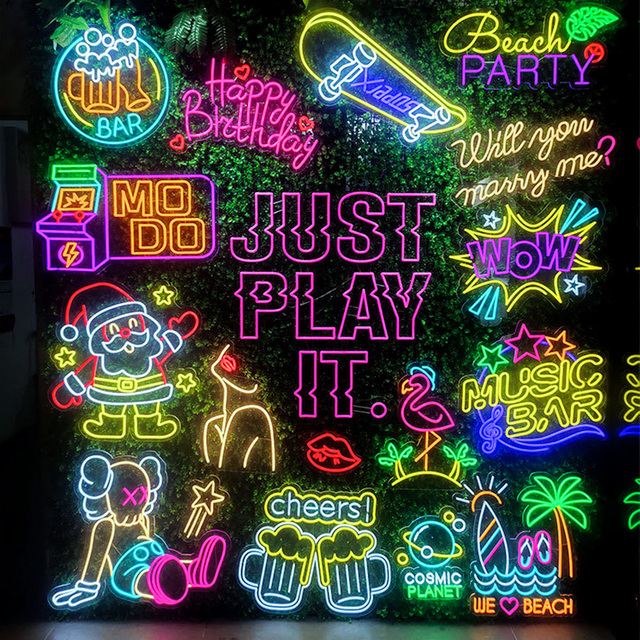Customized LED Logo Light Neon Sign 'Happy Birthday' for Car Mall Company Wedding Party Home Decor and Bedroom Dropshipping
