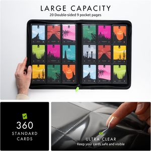 Carpeta con Cierre para Tarjetas TCG de 9 Bolsillos, 360 Tarjetas, Alta Capacidad, Carga Lateral, PU, Álbum de Moda, Logotipo Personalizado, Coleccionistas de Tarjetas Coleccionables - Product Image 2