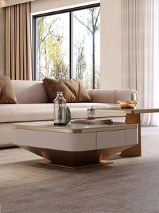 Ensemble de table basse de salon moderne de luxe de dernière génération, cadre en acier inoxydable, plateau en marbre, écologique - Product Image 5