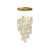 Lustre suspendu décoratif JACKSUN en acrylique à LED doré, design carré, pour villa, hôtel, escalier