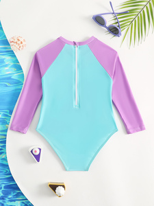 Trajes de Baño de una Pieza para Niñas, Traje de Baño Hawaiano de Manga Larga, Bonito Traje de Baño de <span class=keywords><strong>Sirena</strong></span> de Dibujos Animados, Camisetas de Playa para Surfear - Product Image 2