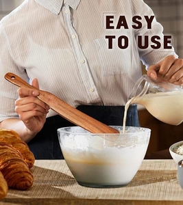 Skinny <strong>Spurtle</strong> for Sourdough Starter Mixing Reaching Bottom of Jar Dough Whisk Natural From High Moist Resistance Teak - Product Image 5