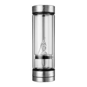 Double-Walled Glass Tea Cup With Silver Figurine Business Gift For Men And Women High Borosilicate Glass Water Separation Design - Product Image 1