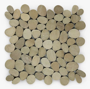 Mosaïque de carreaux de galets verts écologiques durables pour villa moderne, pierre de rivière naturelle pour extérieur et salle de bain - Product Image 5