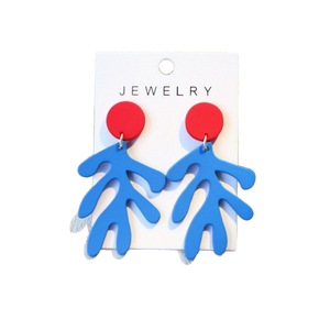 <span class=keywords><strong>Orecchini</strong></span> Pendenti in Acrilico E82, Design Astratto con Pesci Rossi e Blu, <span class=keywords><strong>Corallo</strong></span>, Leggeri, Ipoallergenici, Bicolore per Donne - Product Image 4