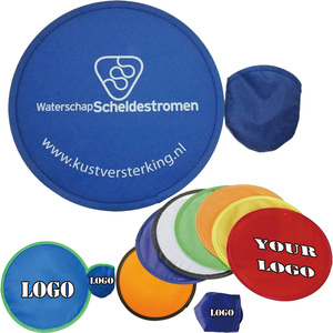 Éventail pliant rond en polyester et nylon, promotionnel, pas cher, sans minimum de commande, avec pochette, Flying Plate - Product Image 1