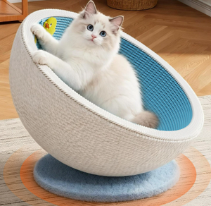 Arbre à chat en sisal avec balles suspendues, lit rond confortable pour chat, griffoir stable pour chats d'intérieur, pour se reposer et jouer - Product Image 6