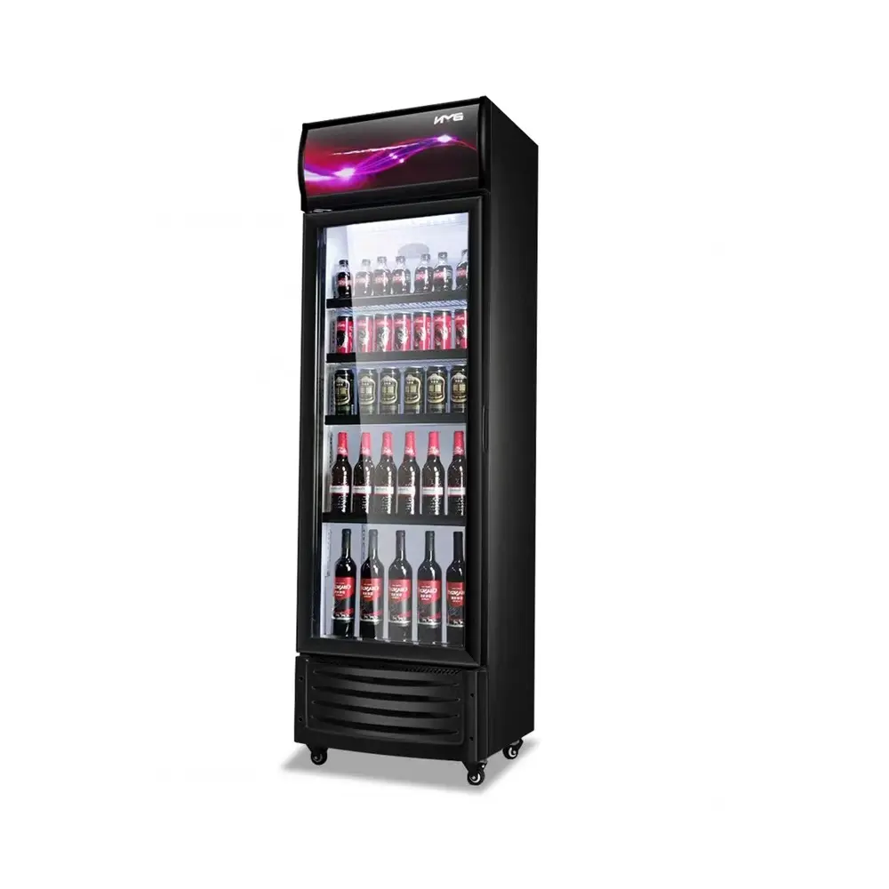 Aimant de luxe 280l, porte en verre commerciale, supermarché, vin, réfrigérateur, congélateur pour aliments