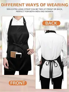 Avental de cozinha de algodão e poliéster com 3 bolsos para cabeleireiro e salão de beleza