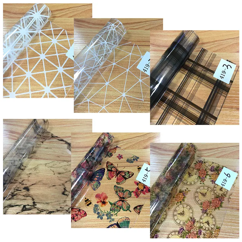Flowers/Butterfly/Marble Grain/Lattice/Linear Pattern Printed Transparent TPU Film For Bags/Shoes/Decorations/Bows