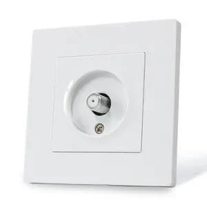 Flame Retardant PC Panel White Black Grey Color EU Standard Female / Male TV Electric Wall Socket 86*86mm