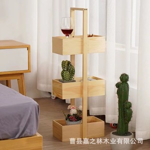 Solid Wood Storage Rack 3 Tier Standing Multipurpose Living Room <b>Bedroom</b> Organizer Display <b>Shelf</b> - Product Image 2
